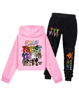 Sprunki Girls Short Hoodie & Printed Pants Set | Sporty Outfit | Sprunki Clothing