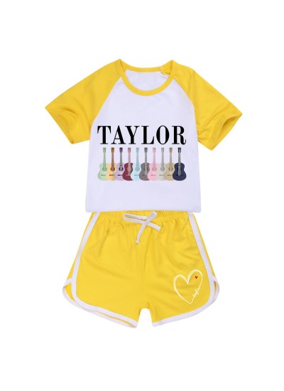 Taylor Swift Kids' 100-170 Unisex Summer T-Shirt & Shorts Sports Set