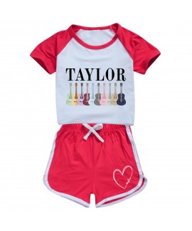 Taylor Swift Kids' 100-170 Unisex Summer T-Shirt & Shorts Sports Set