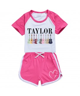 Taylor Swift Kids' 100-170 Unisex Summer T-Shirt & Shorts Sports Set