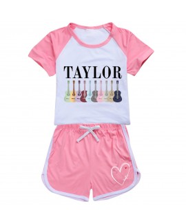 Taylor Swift Kids' 100-170 Unisex Summer T-Shirt & Shorts Sports Set