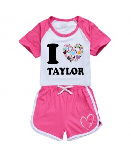 Taylor Swift Kids' I LOVE TAYLOR 100-170 Unisex Summer T-Shirt & Shorts Sports Set