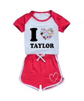 Taylor Swift Kids' I LOVE TAYLOR 100-170 Unisex Summer T-Shirt & Shorts Sports Set