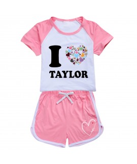 Taylor Swift Kids' I LOVE TAYLOR 100-170 Unisex Summer T-Shirt & Shorts Sports Set