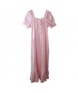 Plus - Size Loose Short - Sleeve Long Princess Court - style Nightgown for Women - Cotton, Nursing - friendly, for Home