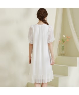 Princess - style Short Sleeve Nightgown for Women - New Summer Mesh and Bowknot Design, Suitable for Multiple Occasions