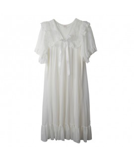 Princess - style Short Sleeve Nightgown for Women - New Summer Mesh and Bowknot Design, Suitable for Multiple Occasions