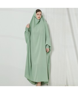 Solid - Color Hijab - Included Long Robe for Middle - East Muslim Women - Polyester, Loose and Comfortable