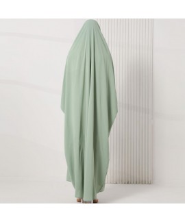 Solid - Color Hijab - Included Long Robe for Middle - East Muslim Women - Polyester, Loose and Comfortable