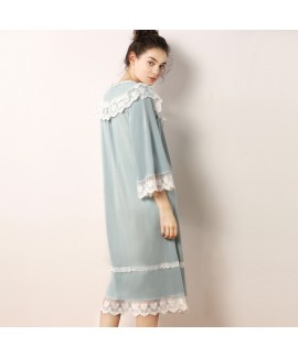 Cute Lace - Princess Style Long - Sleeve Knitted Cotton Nightgown for Women - Ideal for Multiple Scenes