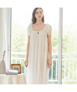 Plus Size Loose Short Sleeve Long Nightgown for Women-Cotton, Movie -style,Suitable for Multiple Scenes