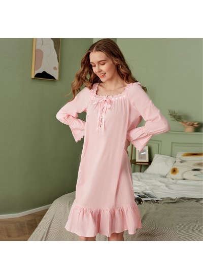 Plus - Size Luxury Vintage Court - style Long - Sleeve Princess Nightgown for Women - Cotton, Ideal for Home