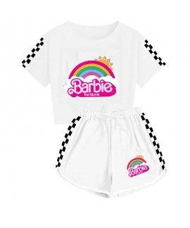 Summer Movie Barbie 100-170 Girls' T-shirt Shorts Sports Pajamas Barbie Pajamas Suits