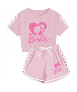 Barbie Summer Pajamas Sets The Movie Barbie 100-170 Girls' T-shirt Shorts Sports Pajamas Suits