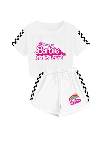 Barbie Pjms The Movie Barbie 100-170 Girls' T-shirt Shorts Sports Pajamas Suit