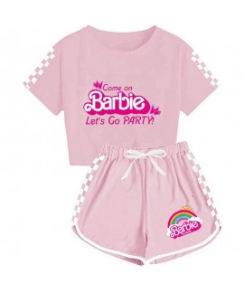 Barbie Pjms The Movie Barbie 100-170 Girls' T-shirt Shorts Sports Pajamas Suit