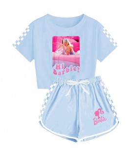 Barbie Printing Pajamas Sets The Movie Barbie 100-170 Girls' T-shirt Shorts Sports Pajamas Suit