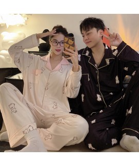 Pure Cotton Long Sleeves And Long Pants Panda Rabbit Cartoon Couple Pajamas Set