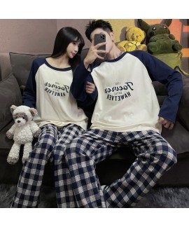 Pure Cotton Long Sleeves And Long Pants Panda Cartoon Couple Pajamas Set