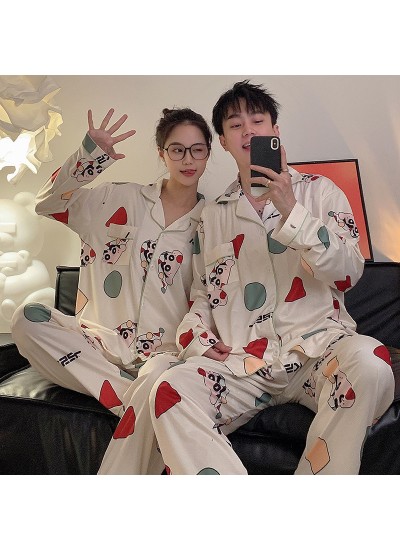 Cotton Long-sleeved Trousers Puppy Bear, Pochacco, Crayon Shin-chan Couple Pajamas Set