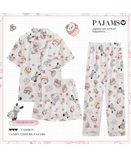 Hello Kitty Women's Short-sleeved Pajamas Three-pi...