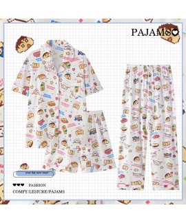 Hello kitty Summer Women's Short-sleeved Pajamas Three-piece Set Pure Cotton Cute Sanrio Home Clothes