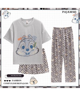 Hello Kitty Women's Short-sleeved Pajamas Three-piece Set Pure Cotton Cute Sanrio Home Slothes
