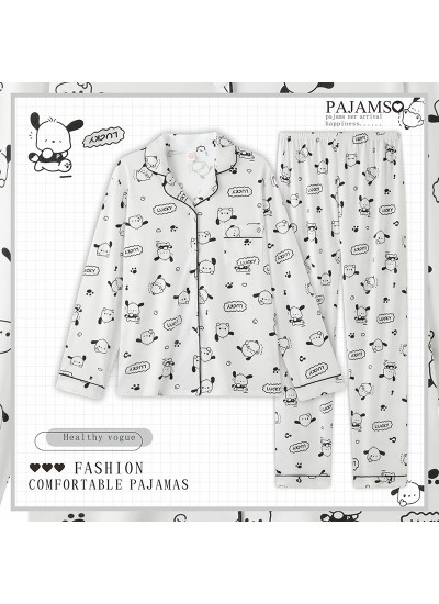 Cinnamoroll Pochacco Pure Cotton Long-sleeved Cute Cartoon Women's Pajama Set