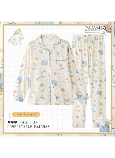 Crayon Shin-chan Kitty Cinnamoroll Pure Cotton Long-sleeved Cute Cartoon Women's Pajama Set