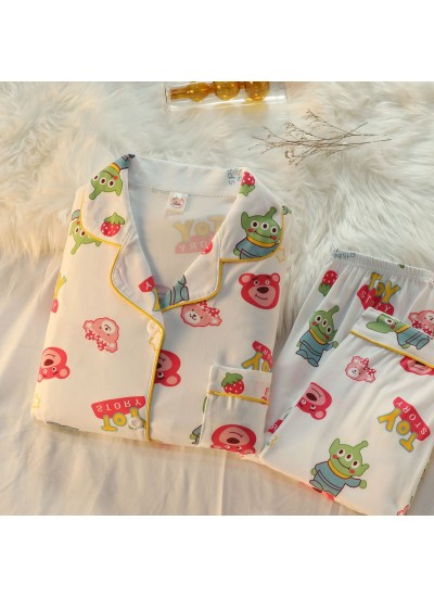 Strawberry Bear, Strawberry Dog, Kitty Pure Cotton Long-sleeved Cute Cartoon Women's Pajama Set