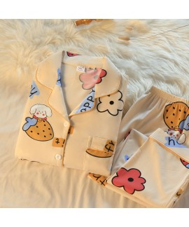 Strawberry Bear, Strawberry Dog, Kitty Pure Cotton Long-sleeved Cute Cartoon Women's Pajama Set