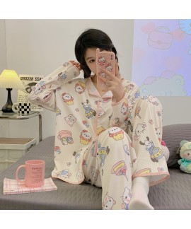 Strawberry Bear, Strawberry Dog, Kitty Pure Cotton Long-sleeved Cute Cartoon Women's Pajama Set