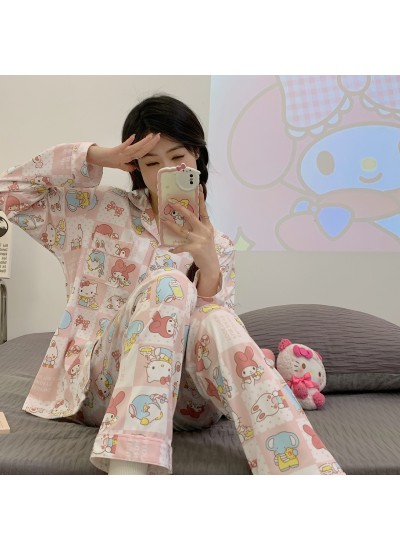 Kitty Pure Cotton Long-sleeved Cute Cartoon Women's Pajama Set