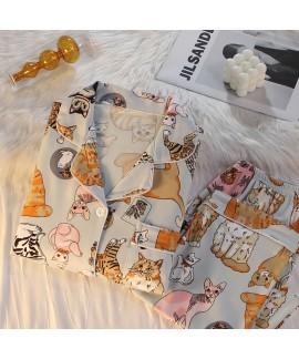 Bear Pure Cotton Long-sleeved Cute Cartoon Women's Pajama Set