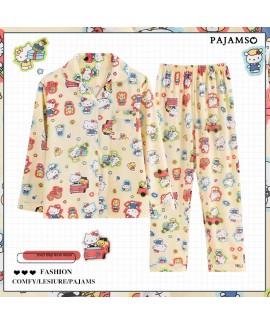 Sanrio Kitty Pure Cotton Long-sleeved Cute Cartoon Women's Pajama Set