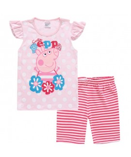 Peppa Pig Cartoon Short-sleeved Children's Pajamas Peppa Pig T-shirt Pajamas Set