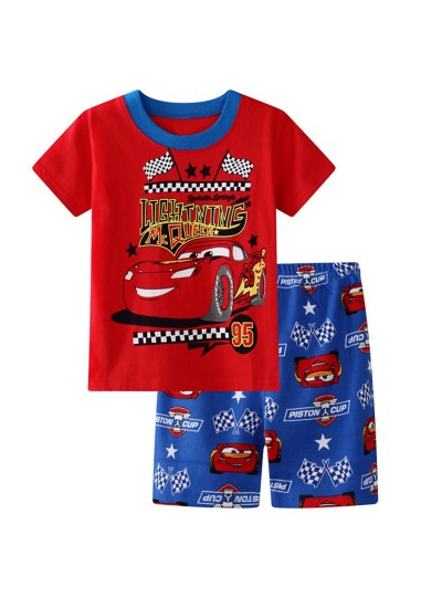 Cars Lightning Mcqueen Pajamas Cartoon Lightning Mcqueen Short Sleeve Pjs