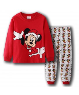 Cartoon Disney Mickey Mouse And Friends Holiday Pajamas Mickey Mouse Long Sleeve Trousers Pajamas Set