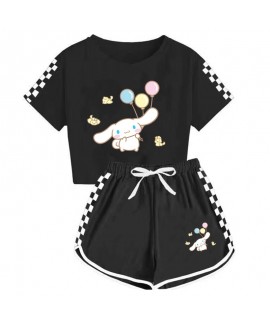 Cinnamoroll Kids' T-Shirt Shorts Pajamas Set Cinnamoroll And Balloon Print Tracksuit