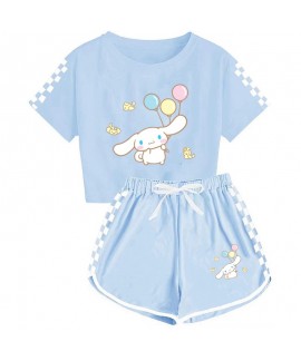 Cinnamoroll Kids' T-Shirt Shorts Pajamas Set Cinnamoroll And Balloon Print Tracksuit