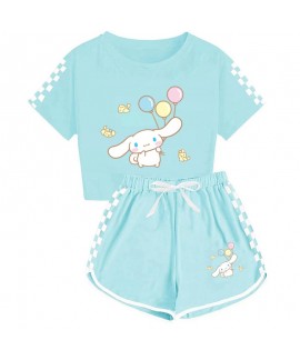 Cinnamoroll Kids' T-Shirt Shorts Pajamas Set Cinnamoroll And Balloon Print Tracksuit