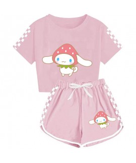 Boys' And Girls' Cinnamoroll  T-Shirt Shorts Pajamas Set Cinnamoroll And Strawberry Print Tracksuit