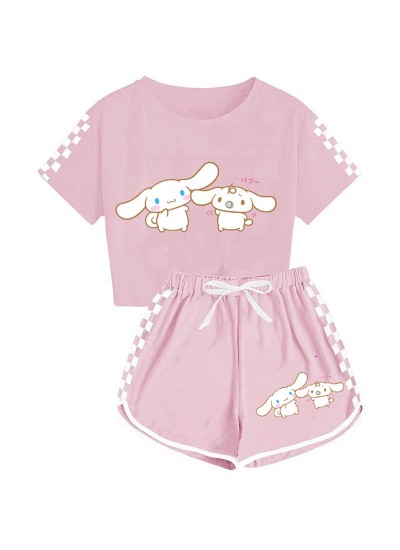 Boys' And Girls' Cinnamoroll T-Shirt Shorts Pajamas Set Cinnamoroll Print Tracksuit