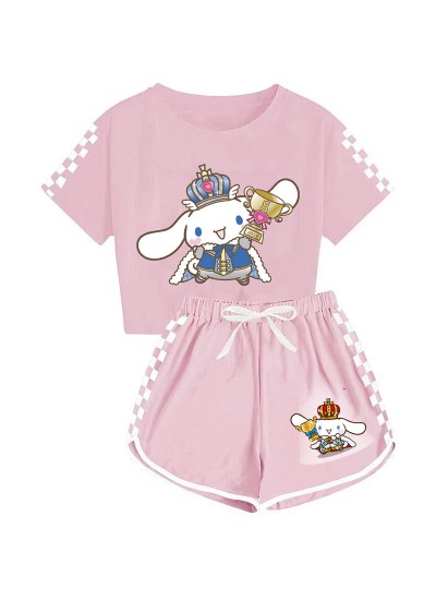 Kids' Cinnamoroll T-Shirt Shorts Pajamas Sets Cinnamoroll Champion Print Tracksuit