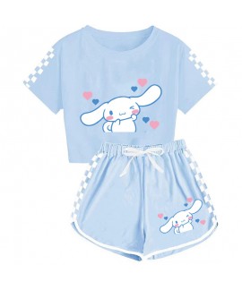 Sanrio Cinnamoroll Boys And Girls T-shirt Shorts Printed Sports Summer Pajamas Sets