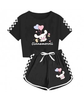 Kids' Cinnamoroll T-Shirt Shorts Pajamas Set Cinnamoroll And Heart Print Tracksuit