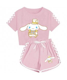 Boys' And Girls' Cinnamoroll T-Shirt Shorts Pajamas Set Cinnamoroll Print Summer Tracksuit