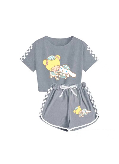 Summer Boys' And Girls' Cinnamoroll T-Shirt Shorts Pajamas Set Cinnamoroll Print Tracksuit