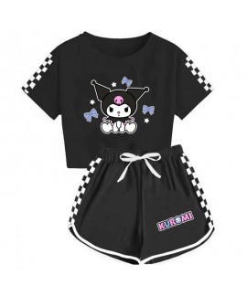 Kuromi Boys And girls T-shirt Shorts Printed Sports Pajamas Set