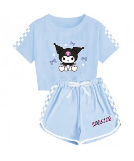 Kuromi Boys And girls T-shirt Shorts Printed Sports Pajamas Set